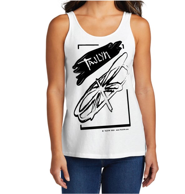 2024 Tajlyn 100% Cotton Graphic Tank Top in White | Tajlyn